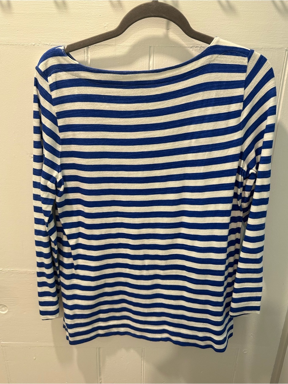 LOFT Blue and White Striped Tee with Lemon Accent - Picture 3 of 3